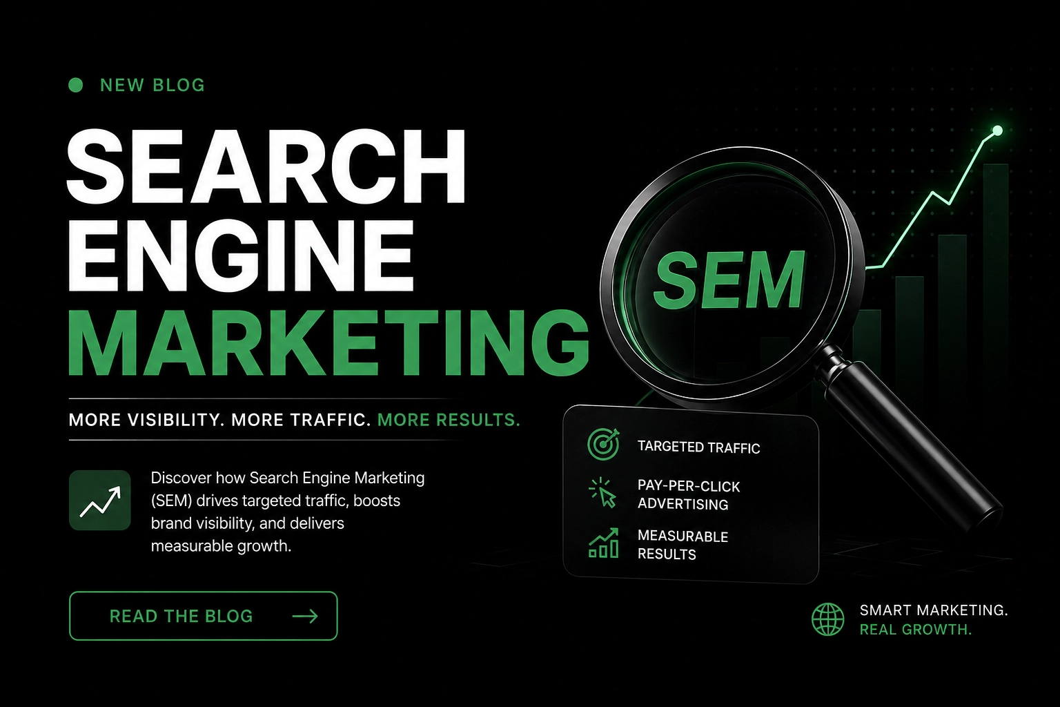 Search Engine Marketing guide showing paid search advertising, targeted traffic, and measurable business growth
