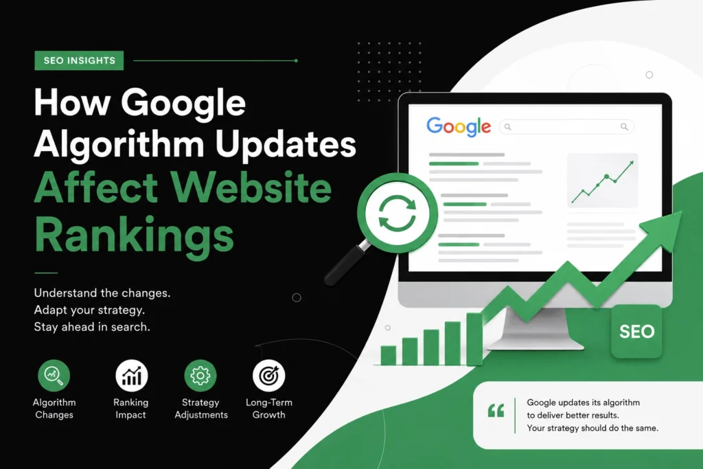 Google algorithm updates and their impact on website rankings, SEO strategy, and search visibility