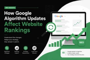 Google algorithm updates and their impact on website rankings, SEO strategy, and search visibility