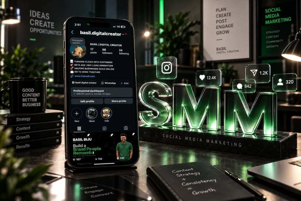 Social media marketing strategy by Basil Biju for business growth and brand engagement